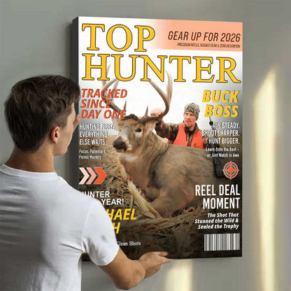 Custom Hunting Magazine Cover Poster & Canvas, Personalized Hunting Gifts for Men, Deer Hunting Gifts for Him, Hunting Dad Gift, Funny Hunter Gift for Outdoorsman