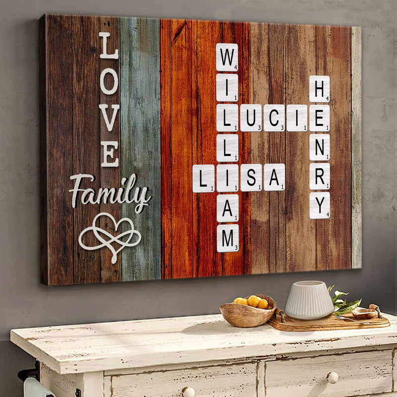 Make Your Wall Trendy With Crossword Canvas - Personalized Customized Canvas - Gifts For Family Members