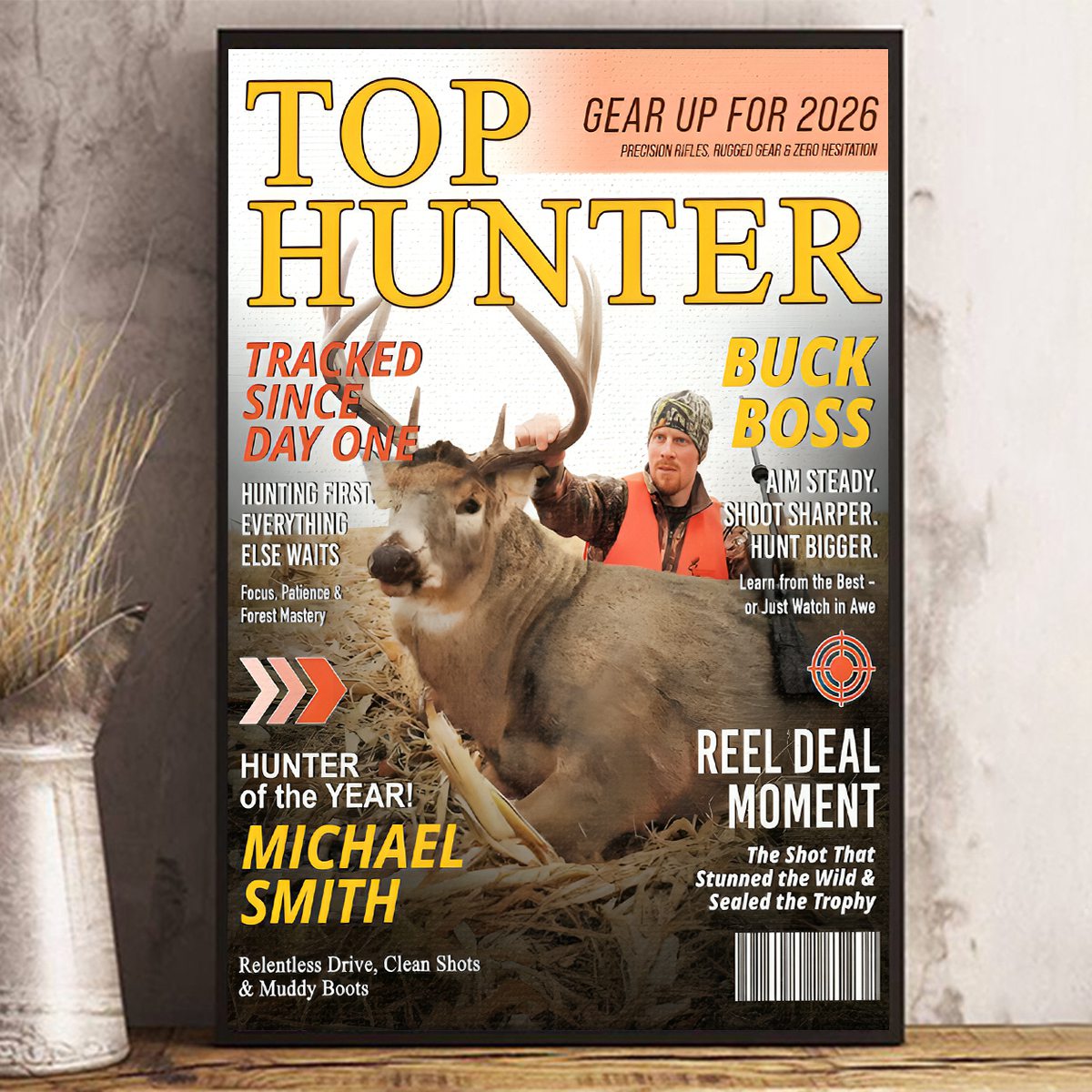 Custom Hunting Magazine Cover Poster & Canvas, Personalized Hunting Gifts for Men, Deer Hunting Gifts for Him, Hunting Dad Gift, Funny Hunter Gift for Outdoorsman