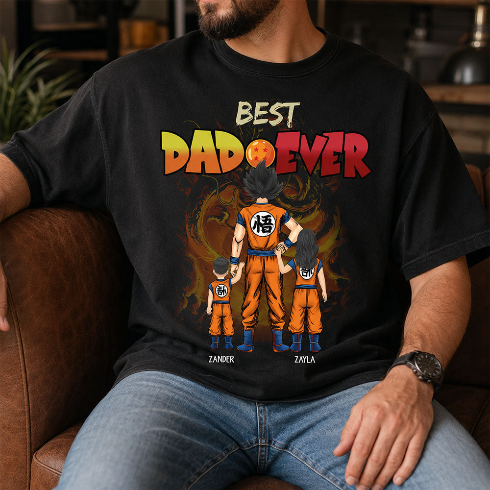 Personalized Best Dad Ever Shirt - Cartoon Custom Shirt Gift For Dad, Father's Day Gift