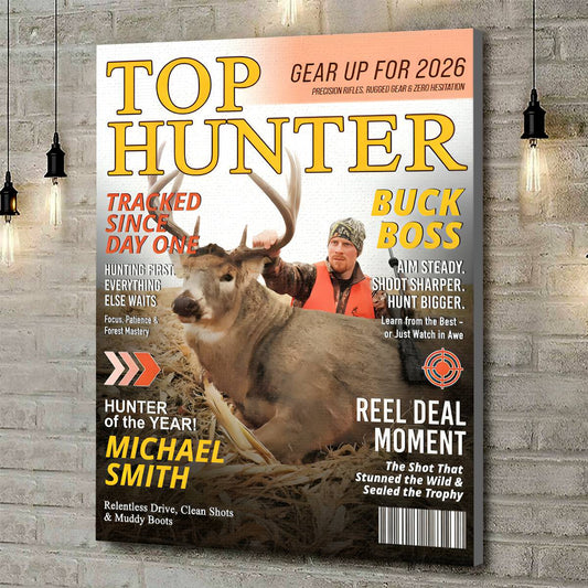 Custom Hunting Magazine Cover Poster & Canvas, Personalized Hunting Gifts for Men, Deer Hunting Gifts for Him, Hunting Dad Gift, Funny Hunter Gift for Outdoorsman