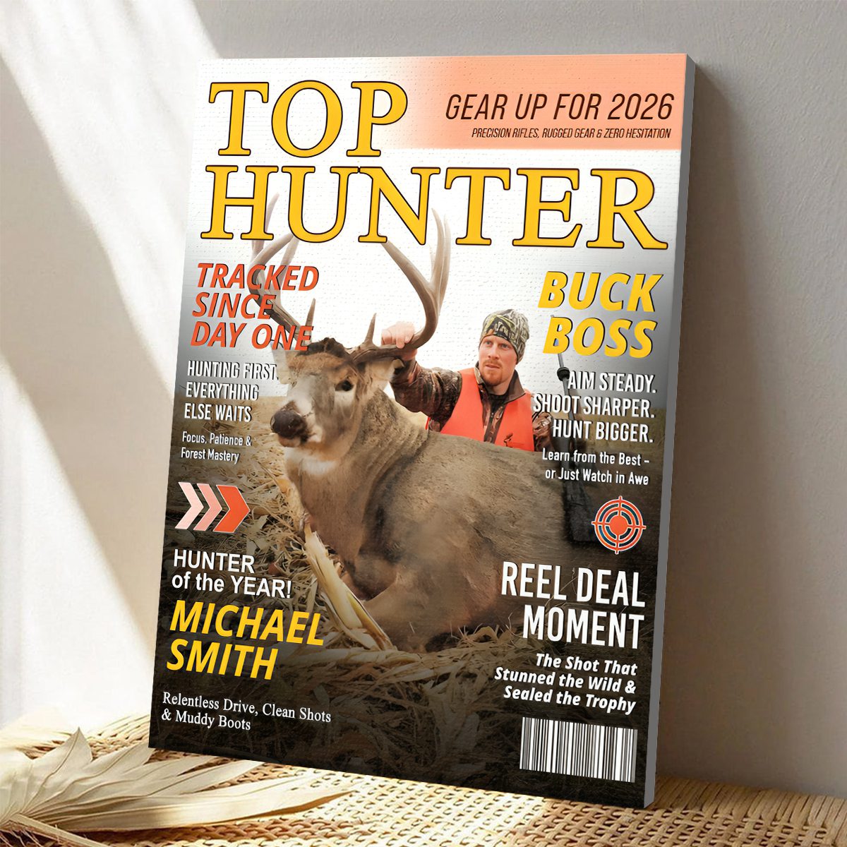 Custom Hunting Magazine Cover Poster & Canvas, Personalized Hunting Gifts for Men, Deer Hunting Gifts for Him, Hunting Dad Gift, Funny Hunter Gift for Outdoorsman