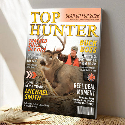 Custom Hunting Magazine Cover Poster & Canvas, Personalized Hunting Gifts for Men, Deer Hunting Gifts for Him, Hunting Dad Gift, Funny Hunter Gift for Outdoorsman