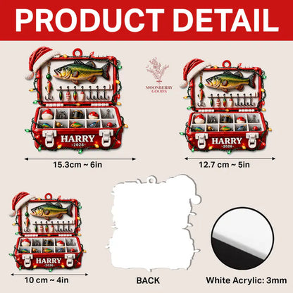 Personalized 3D Fishing Tackle Box Ornament, Fishing Gift for Dad