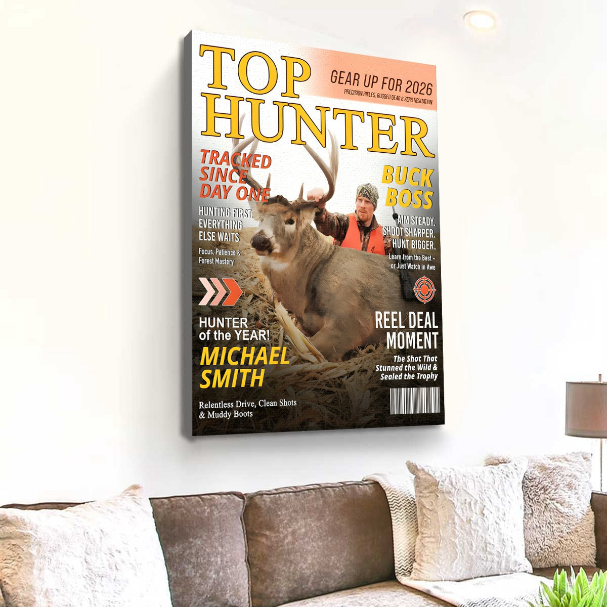 Custom Hunting Magazine Cover Poster & Canvas, Personalized Hunting Gifts for Men, Deer Hunting Gifts for Him, Hunting Dad Gift, Funny Hunter Gift for Outdoorsman
