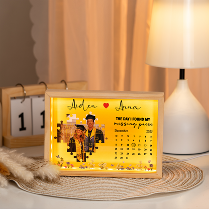 Personalized Photo Frame Light Box for Couples – Anniversary Gift with Calendar & Names, Gift for Boyfriend & Girlfriend
