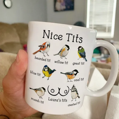 Personalized Set - Funny Ceramic Mug - Nice Tits - Funny Bulk Gifts, Exchange Gift For Wife - Personalized Mug