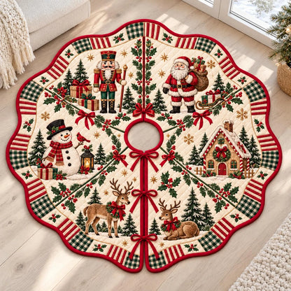 Woodland Animals Quilted Christmas Tree Skirt – Holiday Decor