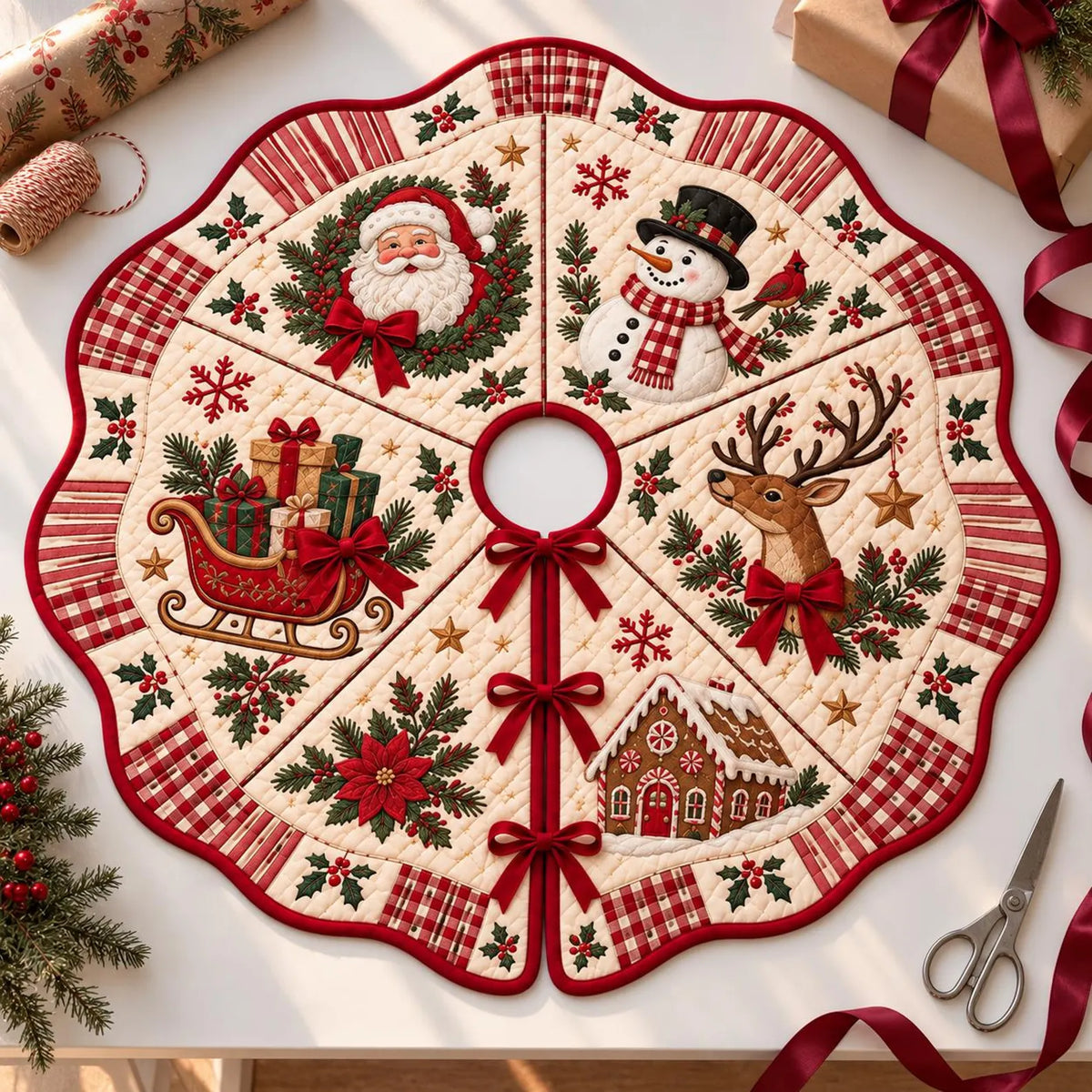 Woodland Animals Quilted Christmas Tree Skirt – Holiday Decor