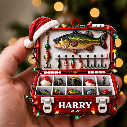 Personalized 3D Fishing Tackle Box Ornament, Fishing Gift for Dad
