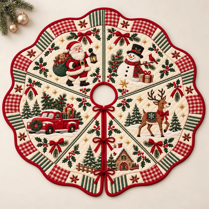 Woodland Animals Quilted Christmas Tree Skirt – Holiday Decor