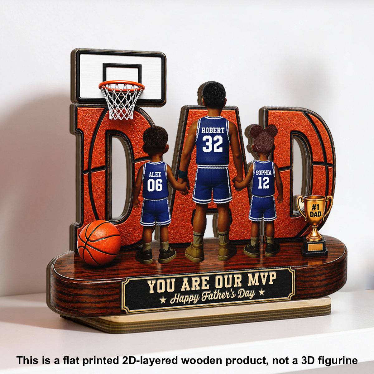 Basketball Dad Legend You Are Our MVP - Personalized 2-Layered Wooden Plaque - Unique Trending 2026 Father's Day Gift For Dad, Husband, Basketball Fans