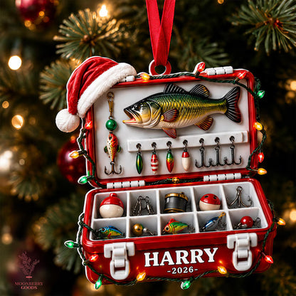 Personalized 3D Fishing Tackle Box Ornament, Fishing Gift for Dad