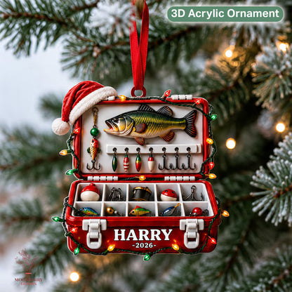 Personalized 3D Fishing Tackle Box Ornament, Fishing Gift for Dad
