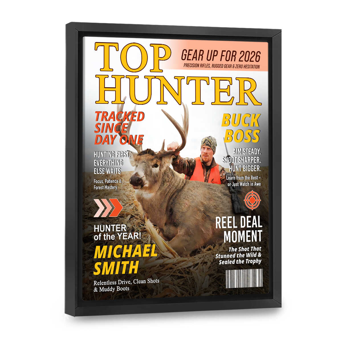 Custom Hunting Magazine Cover Poster & Canvas, Personalized Hunting Gifts for Men, Deer Hunting Gifts for Him, Hunting Dad Gift, Funny Hunter Gift for Outdoorsman