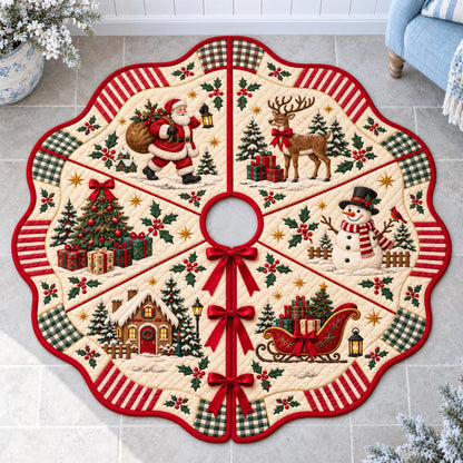 Woodland Animals Quilted Christmas Tree Skirt – Holiday Decor