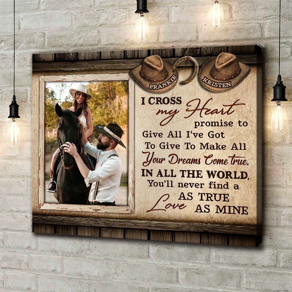 Cowboy Hat Personalized Canvas Gifts For Couple Love Horse Wall Art Decor