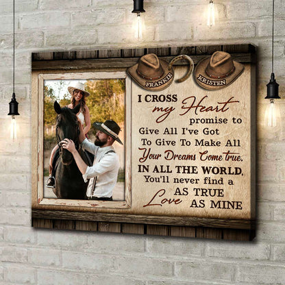 Cowboy Hat Personalized Canvas Gifts For Couple Love Horse Wall Art Decor