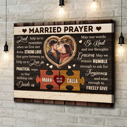 Custom Photo Rustic Married Prayer Canvas – Personalized Gifts For Couple