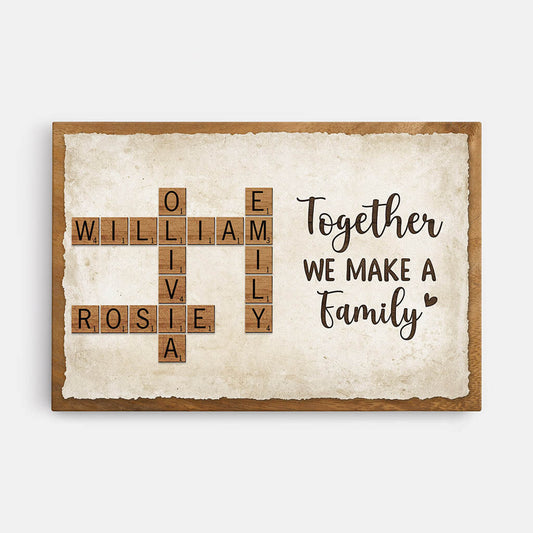 Personalised 'Together We Make A Family' Crossword Canvas, Family Gift, Christmas Gift for Parents & Grandparents