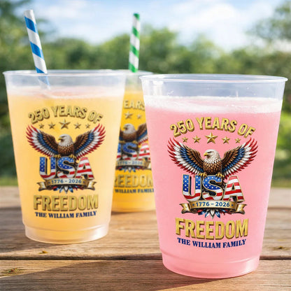 3D Effect Patriotic Eagle 250 Years Of Freedom - Personalized Frosted Cups
