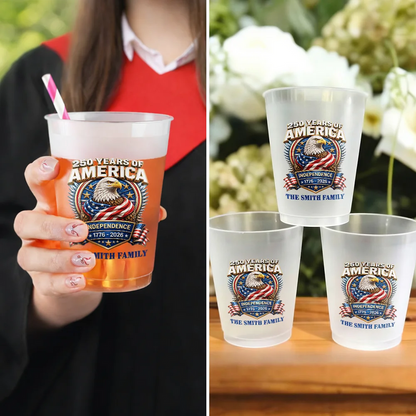 3D Effect Patriotic Eagle 250 Years Of Freedom - Personalized Frosted Cups