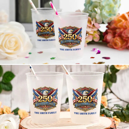 3D Effect Patriotic Eagle 250 Years Of Freedom - Personalized Frosted Cups