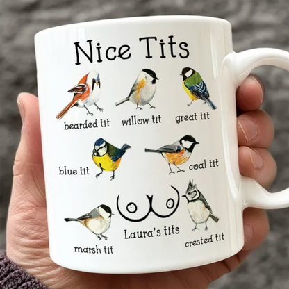 Personalized Set - Funny Ceramic Mug - Nice Tits - Funny Bulk Gifts, Exchange Gift For Wife - Personalized Mug
