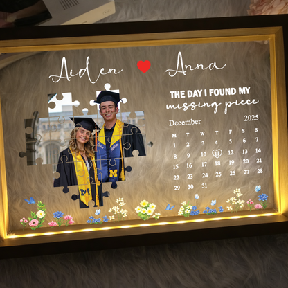 Personalized Photo Frame Light Box for Couples – Anniversary Gift with Calendar & Names, Gift for Boyfriend & Girlfriend