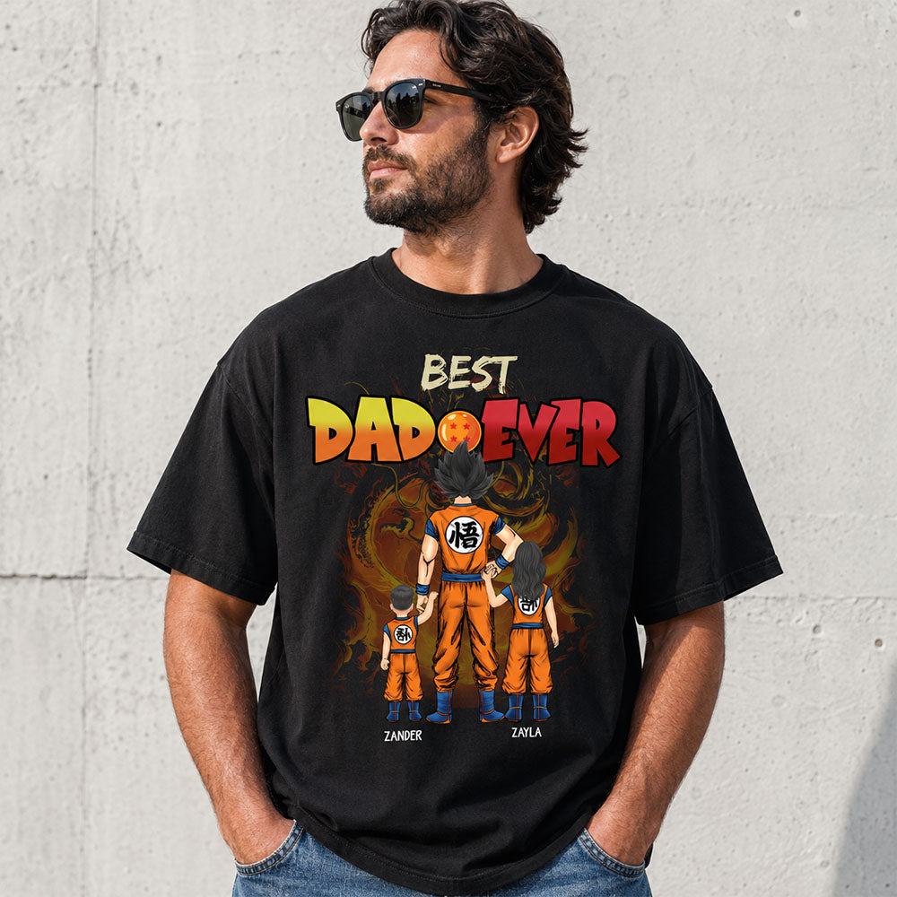 Personalized Best Dad Ever Shirt - Cartoon Custom Shirt Gift For Dad, Father's Day Gift