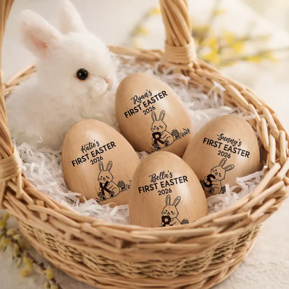 First Easter With Alphabet - Personalized Musical Wooden Easter Egg Shaker