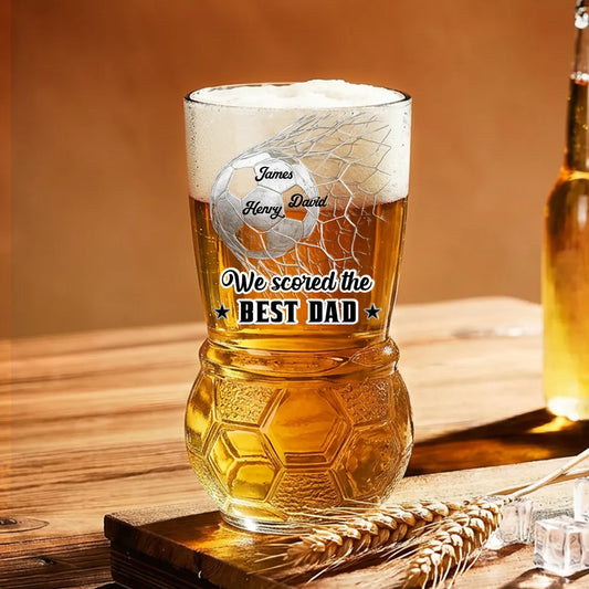 We Scored The Best Dad - Personalized Custom Football Beer Glass