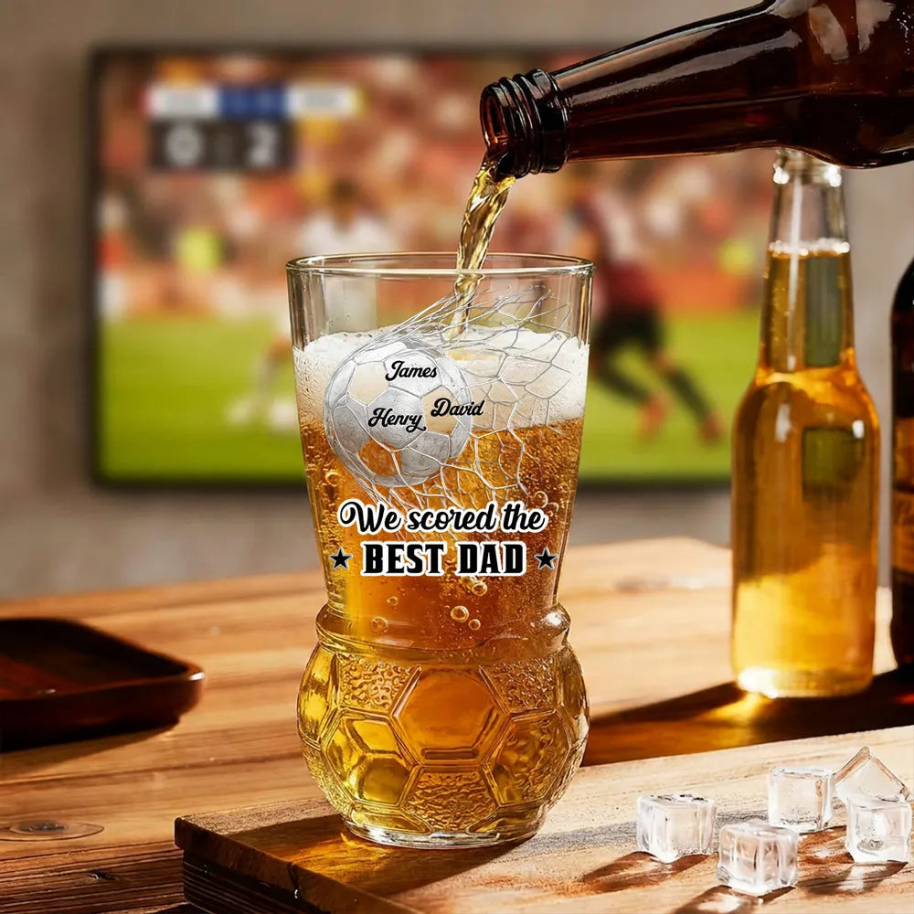 We Scored The Best Dad - Personalized Custom Football Beer Glass