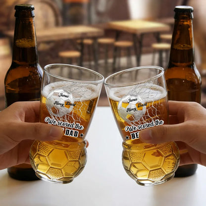 We Scored The Best Dad - Personalized Custom Football Beer Glass