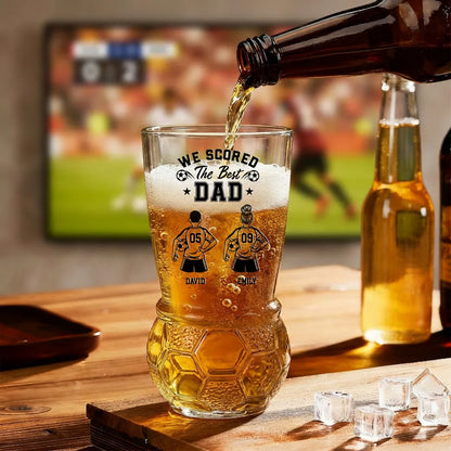 The Best Dad - Personalized Custom Football Beer Glass, World Cup Beer Glass, Gift for Husband, Dad, Grandpa
