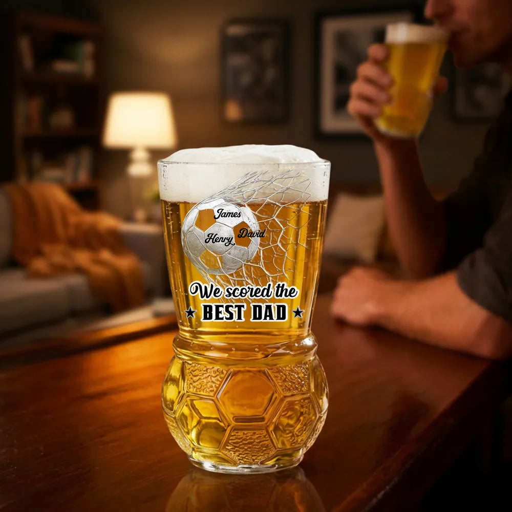 We Scored The Best Dad - Personalized Custom Football Beer Glass