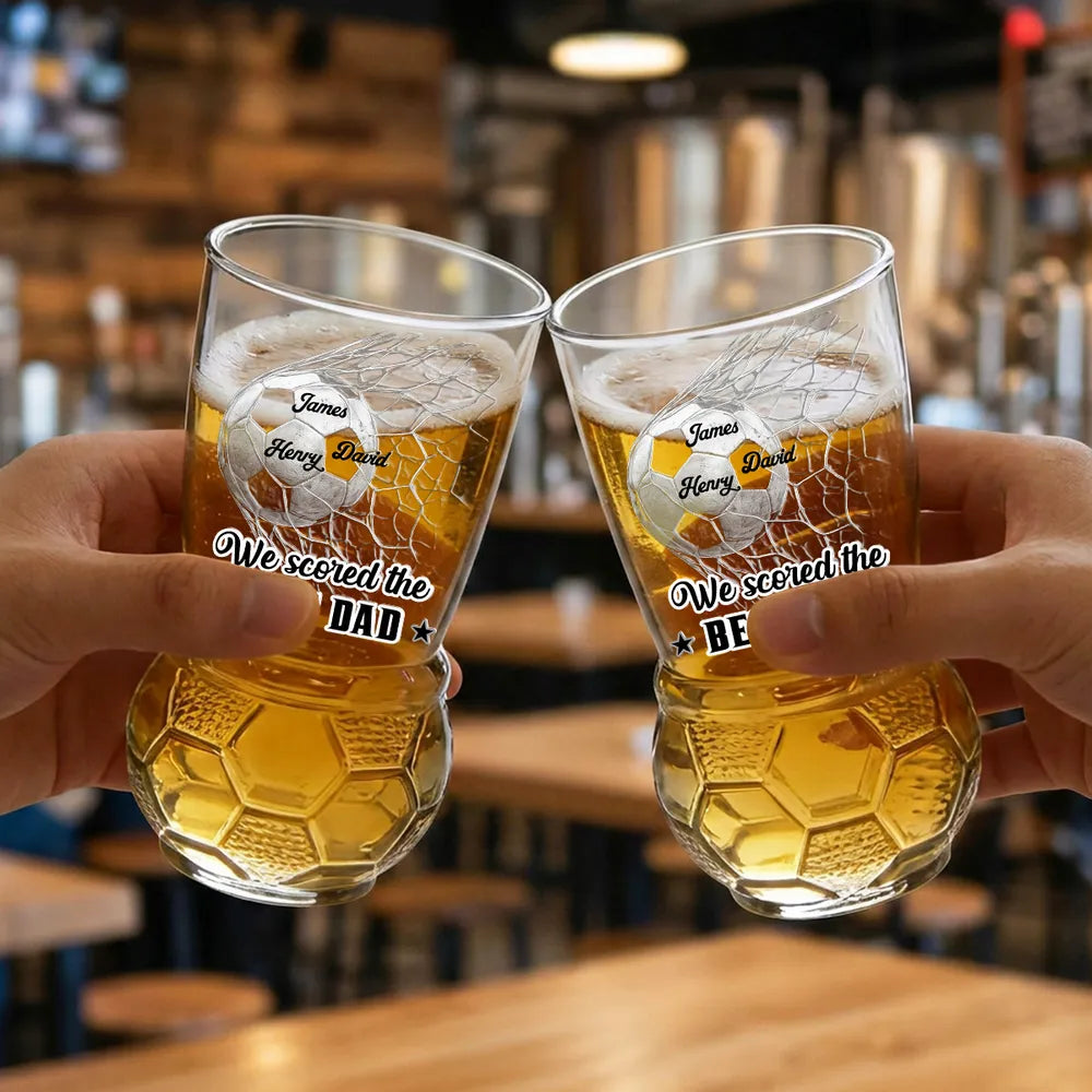 We Scored The Best Dad - Personalized Custom Football Beer Glass