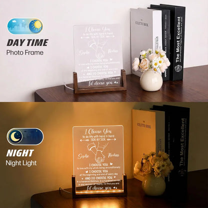 I Choose You - Personalized Night Light, Custom Couple Anniversary Gift for Wife & Husband