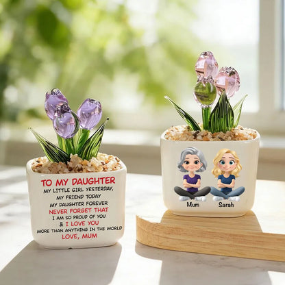 My Daughter Forever - Personalized Custom Glass Everlasting Tulips, Gift from Mom to Daughter, Mother's Day Gift