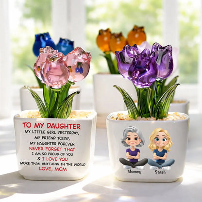 My Daughter Forever - Personalized Custom Glass Everlasting Tulips, Gift from Mom to Daughter, Mother's Day Gift