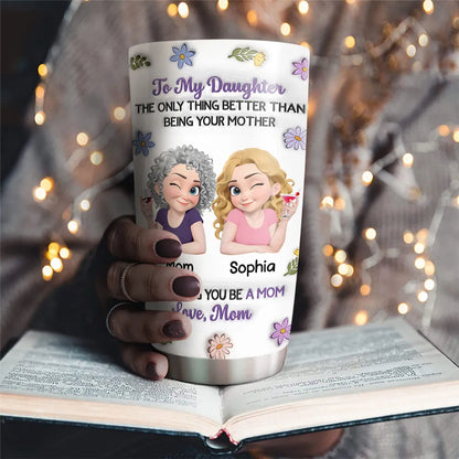 Linked Together Cartoon - Personalized Custom 3D Inflated Effect 20oz Tumbler, Gift for Mom, Mother's Day Gift from Mom