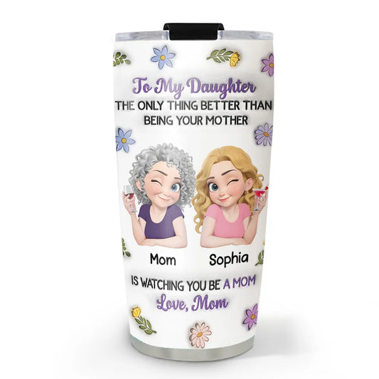 Linked Together Cartoon - Personalized Custom 3D Inflated Effect 20oz Tumbler, Gift for Mom, Mother's Day Gift from Mom