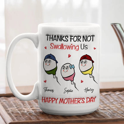 Thanks For Not Swallowing - Personalized Custom 3D Inflated Effect Ceramic Mug, Gift for Wife, Gift for Mom, Mother's Day Gift