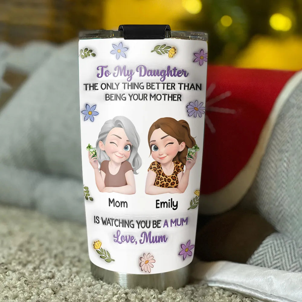 Linked Together Cartoon - Personalized Custom 3D Inflated Effect 20oz Tumbler, Gift for Mom, Mother's Day Gift from Mom