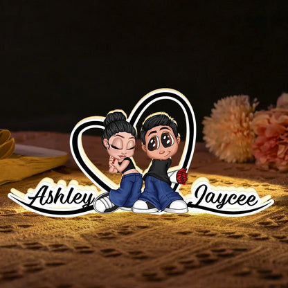 Y2K Couple Heart Shape With Names - Personalized Photo Night Light Box - Unique Gift For Him, Gift For Her