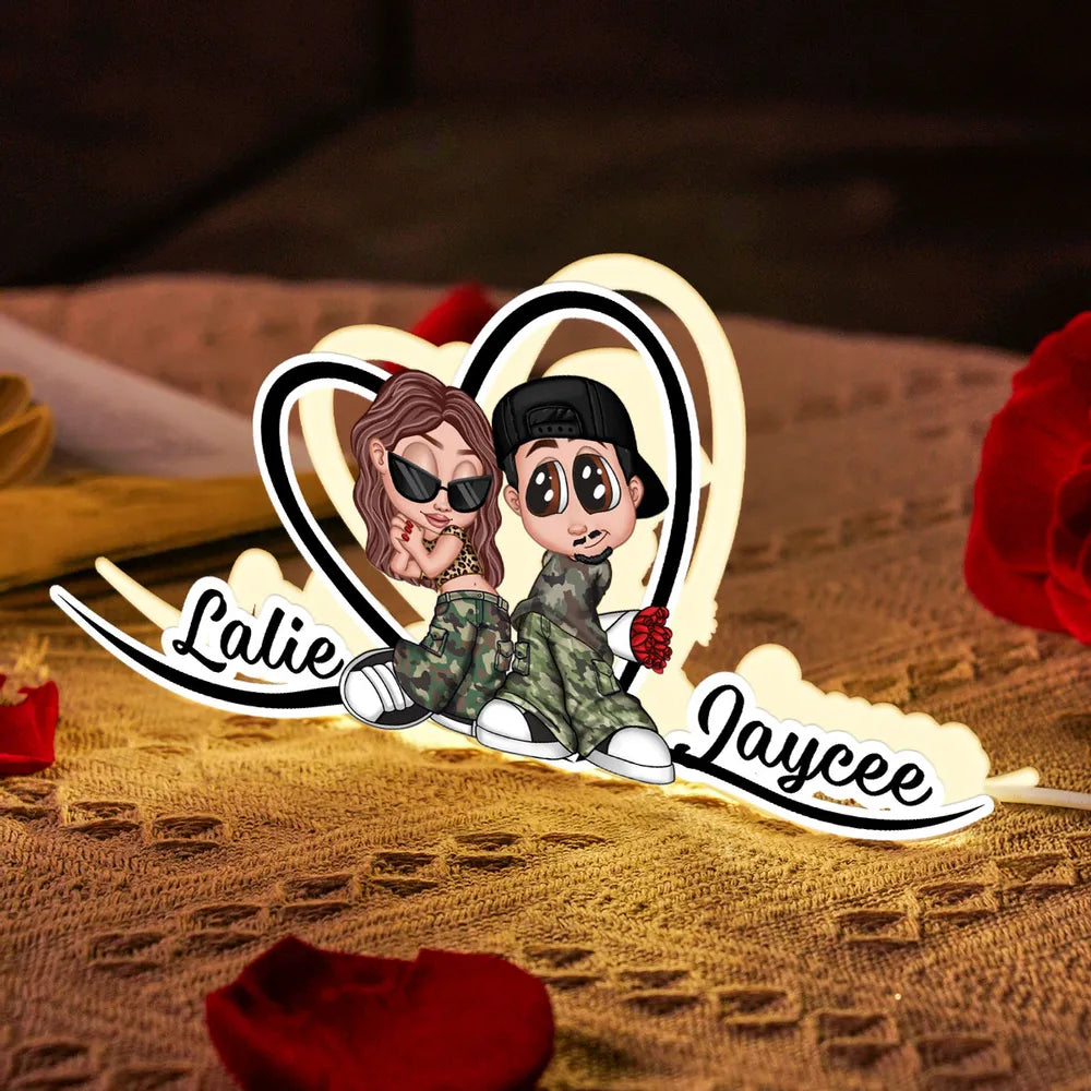 Y2K Couple Heart Shape With Names - Personalized Photo Night Light Box - Unique Gift For Him, Gift For Her