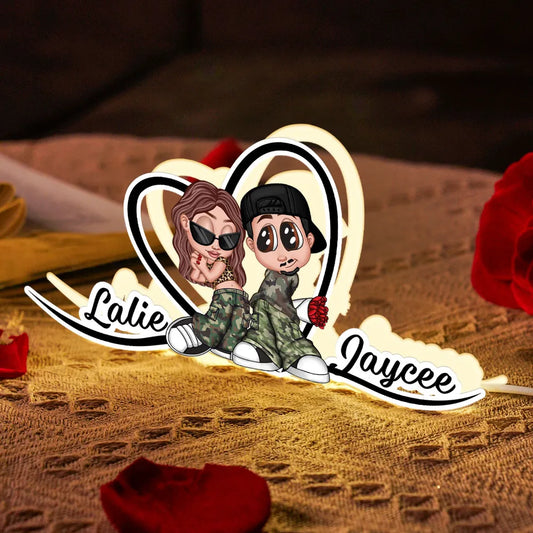 Y2K Couple Heart Shape With Names - Personalized Photo Night Light Box - Unique Gift For Him, Gift For Her