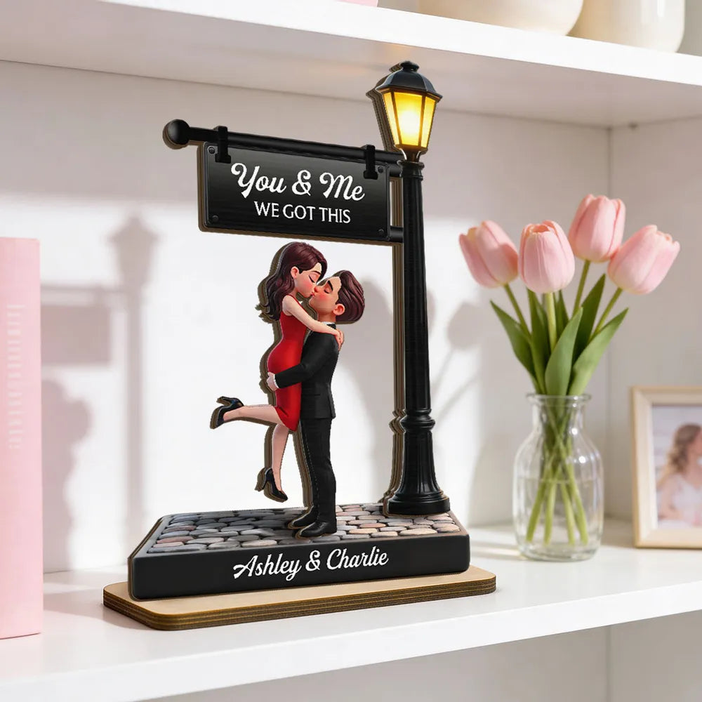 Timeless Love Under The Light - Personalized 2-Layered Wooden Plaque - Heartfelt Anniversary Gift, Wedding Gift For Couple, For Him, For Her