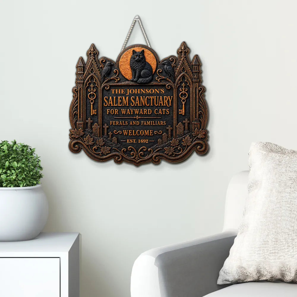 Personalized Welcome to Salem Halloween Wood Sign – Custom Spooky Home Décor