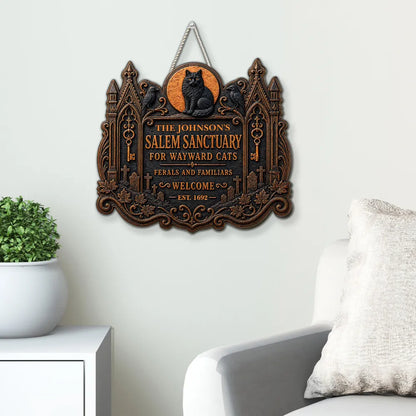 Personalized Welcome to Salem Halloween Wood Sign – Custom Spooky Home Décor